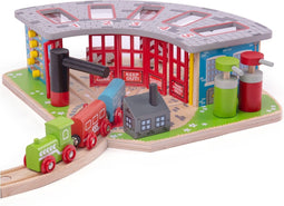 Bigjigs vijfweg locomotievenloods