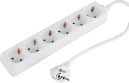 Q-Link Stekkerdoos - 6-Voudige Verlengkabel met Randaarde - 3 x 1.5 mm² - 1.5 m - Wit