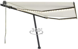 vidaXL - Luifel - automatisch - met - LED - en - windsensor - 400x300 - cm - crèmekleur