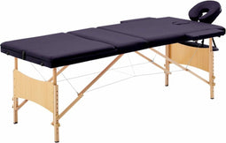 vidaXL - Massagetafel - inklapbaar - 3 - zones - hout - paars