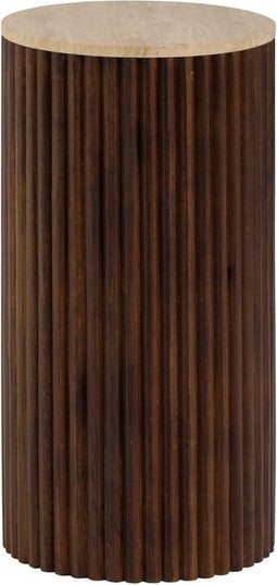 Bijzettafel Dallas Ø38 cm Medium travertin - Bruin | Mysons
