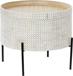 Bijzettafel DKD Home Decor Gouden Metaal Bruin MDF Wit (45 x 45 x 39 cm)