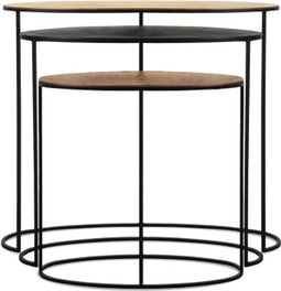 Bijzettafel Emily ovaal Set of 3 metaal - Goud/Zwart/Bronze