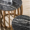 Bijzettafel Luna Set van 2 mangohout zwart marmer - modern elegant design - set van twee salontafels