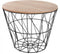 Bijzettafel - Mand - Zwart/ hout - H 30.5 x D 38 cm