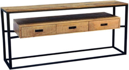 Bijzettafel Mangohout Len met 3 lades - 140 cm