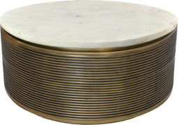 Bijzettafel marmer - ø80x40 - Wit/goud - Marmer/metaal