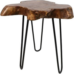 Bijzettafel - ø40 cm - teak wortelhout/metaal