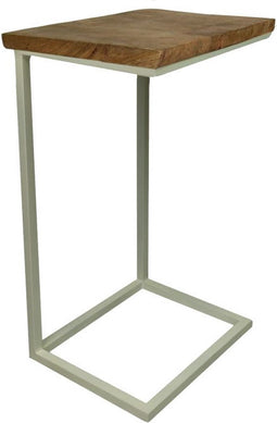 Bijzettafel Read - 38x30x65 - Naturel/wit - Mangohout/metaal