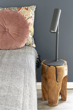 Bijzettafel Roze Teak Met Drie Poten - 26x26x40cm - House Nordic