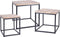 - Bijzettafel - Set van 3 - Vierkant - Metalen Onderstel - Houten Bladen - 40.5x40.5x45cm