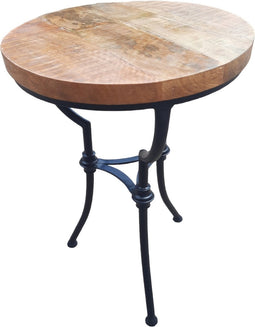 Bijzettafel Waai - mangohout - zwart stalen onderstel - 43 x 43 x 64 cm