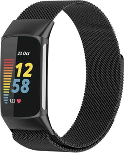 imoshion Milanees magnetisch bandje - Geschikt voor Fitbit Charge 6, Charge 5 - Zwart - M