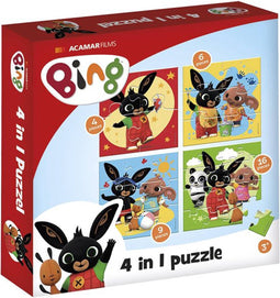 Bing puzzel 4 in 1 educatief peuter speelgoed - kinderpuzzel 4x6x9x16 stukjes leren puzzelen - cadeautip puzzel 3 jaar en ouder - Bambolino Toys