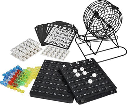 Bingo spel zwart/wit complete set 21 cm nummers 1-75 - Bingospel - Bingo spellen - Bingomolen met bingokaarten - Bingo spelen