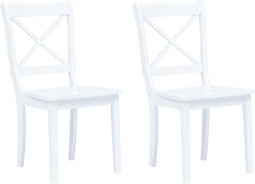 vidaXL - Eetkamerstoelen - 2 - st - massief - rubberwood - wit
