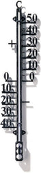 Binnen/buiten profielthermometer zwart van kunststof 11 x 46 cm -Binnen/buitenthemometers - kozijnthermometers/raamthermometers