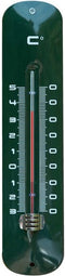 Binnen/buiten thermometer - groen - metaal - 6.5 x 30 cm - Themometers - Temperatuur