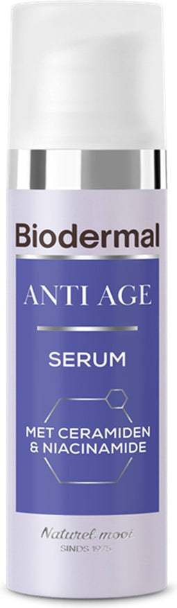 Biodermal Anti Age Serum - Serum voor een stralende huid met mix van huideigen ceramiden en Niacinamide - stimuleert de natuurlijke collageenproductie - 30 ml