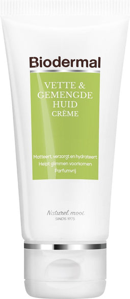 Biodermal Dagcreme Vette & Gemengde Huid - 50ml - Helpt glimmen voorkomen
