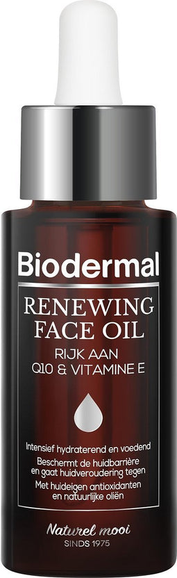 Biodermal gezichtsolie - Renewing Face Oil met krachtige huideigen antioxidanten Q10 - Perfect te mengen met dagcrème - Anti age Olie - 30ml