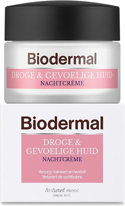 Biodermal Nachtcrème Droge & Gevoelige Huid - Hydrateert en herstelt - 50ml