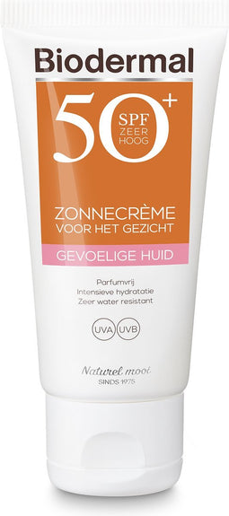 Biodermal Zonnebrand voor de Gevoelige huid - SPF 50 - Zonnebrand voor het gezicht - 50ml