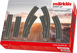Märklin C-rail uitbreidingsset C3 - 7 rechte C-rails 24188 - 7 rechte C-rails 24172 - 2 gebogen C-rails 24130 - 2 meegebogen wissels 24671 24672