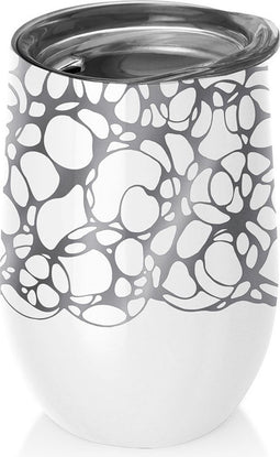 BioLoco RVS Kantoorbeker Thermos - Zilveren Patronen - 420ml