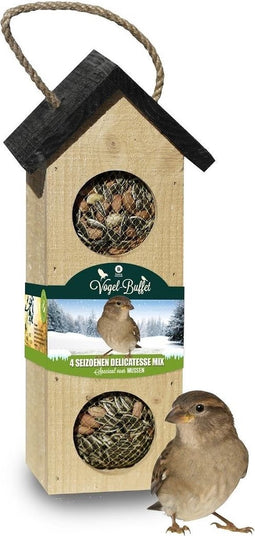 Bird Buffet | vogelvoer Chalet om op te hangen | vogelvoer voor mussen | 1x 200gr | 4-seizoenenvoer | vogelhuisje om op te hangen | vogelvoer wilde vogels het hele jaar door