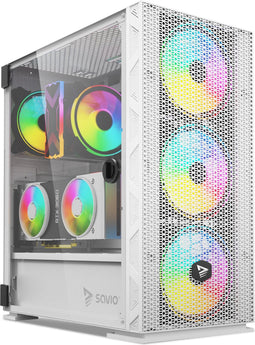 Savio Raptor X1 ARGB - Midi Tower PC - ATX EATX ITX micro ATX - Wit
