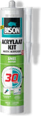 Bison Acrylaatkit snel 30 minuten koker 300 ml - afdichtingskit voor het afdichten van voegen, naden, kieren en scheuren, overschilderbaar, strak afmesbaar
