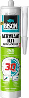 Bison Acrylaatkit snel 30 minuten koker 300 ml - afdichtingskit voor het afdichten van voegen, naden, kieren en scheuren, overschilderbaar, strak afmesbaar