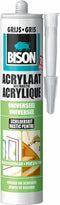 Bison Acrylaatkit Universeel grijs koker 300 ml - afdichtingskit voor het afdichten van voegen, naden, kieren en scheuren, overschilderbaar, strak afmesbaar