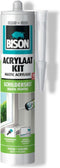 Bison Acrylaatkit Universeel grijs koker 300 ml - afdichtingskit voor het afdichten van voegen, naden, kieren en scheuren, overschilderbaar, strak afmesbaar