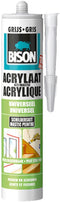 Bison Acrylaatkit Universeel grijs koker 300 ml - afdichtingskit voor het afdichten van voegen, naden, kieren en scheuren, overschilderbaar, strak afmesbaar