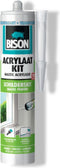 Bison Acrylaatkit Universeel transparant koker 300 ml - afdichtingskit voor het afdichten van naden, kieren en scheuren, overschilderbaar, strak afmesbaar