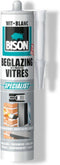 Bison Beglazingskit wit Koker 290 ml, overschilderbaar, waterbestendig, afdichtingskit, voor voegen bij enkel- en dubbelglas, binnen en buiten toepasbaar
