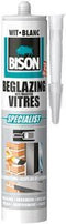 Bison Beglazingskit wit Koker 290 ml, overschilderbaar, waterbestendig, afdichtingskit, voor voegen bij enkel- en dubbelglas, binnen en buiten toepasbaar
