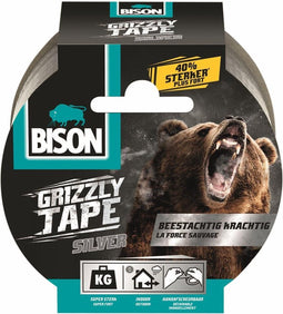 Bison Grizzly Tape® Rol 25 m x 5cm, beestachtig krachtig, weerbestendig, extra dik, vlekkeloos verwijderbaar, eenvoudig scheurbaar met de hand, UV-bestendig
