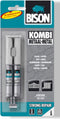 Bison Kombi Metaal Blister 24 ml, snelle 2-componenten epoxylijm in een praktische verpakking in de juiste verhouding, inclusief mengbakje en spatel, temperatuurbestendig van -40°C tot +120°C