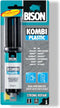 Bison Kombi Plastic Blister 25 ml, super sterk, vullend, 2-componentenlijm, inclusief mengbankje en mengspatel, temperatuurbestendig van - 40°C tot + 120°C