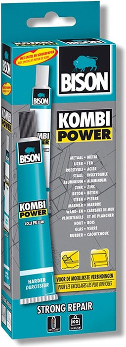 Bison Kombi Power Vouwdoos 65 ml, temperatuurbestendig van -30°C en +100°C, voor de moeilijkeste verbindingen, (zeewater)bestendig, sterkte van 180kg per cm2