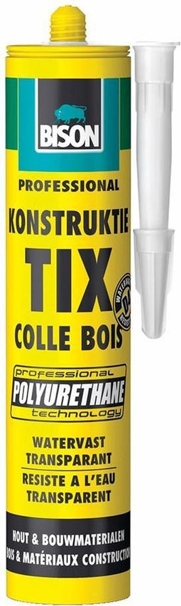 Bison Konstruktie Tix Koker 325 g, watervaste, houtlijm, licht bruisend, weerbestendig, overschilderbaar, binnen en buiten