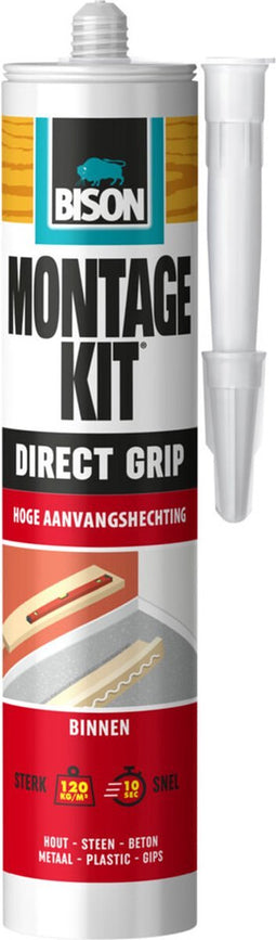 Bison Montagekit Direct Grip koker 370 g, extra sterk, hoge aanvangshechting, montagelijm, bevestigen, hoge eindsterkte, binnen en buiten, eenvoudig in gebruik