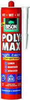 Bison Poly Max High Tack Express transparant koker 300 gram, montagelijm, lijmen, monteren en afdichten, unieke SMP technologie, oplosmiddelvrij, binnen en buiten, vrijwel alle ondergronden