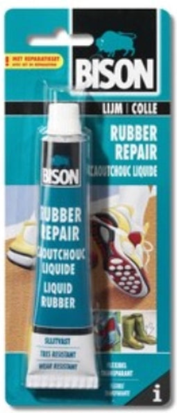 Bison Rubber Repair tube 50 ml, reparatiepasta, beschermen, waterdichtmaken, sterk, blijvend flexibel, temperatuurbestendig van - 40°C tot + 120°C, makkelijk in gebruik