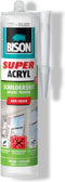 Bison Super Acrylaat Schilderskit wit koker 300 ml, direct overschilderbaar, wit, binnen & buiten, blijvend elastisch, afdichten van voegen, naden, kieren en scheuren