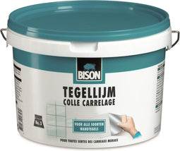 Bison Tegellijm Emmer 4 kg, voor alle soorten wandtegels, vochtbestendig, makkelijk verwerkbaar, oplosmiddelvrij