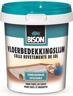 Bison Vloerbedekkingslijm verwijderbaar pot 750 g, kant & klaar, eenvoudig te verwerken, eenvoudig te verwijderen, zuinig, oplosmiddelvrij, makkelijk aan te brengen